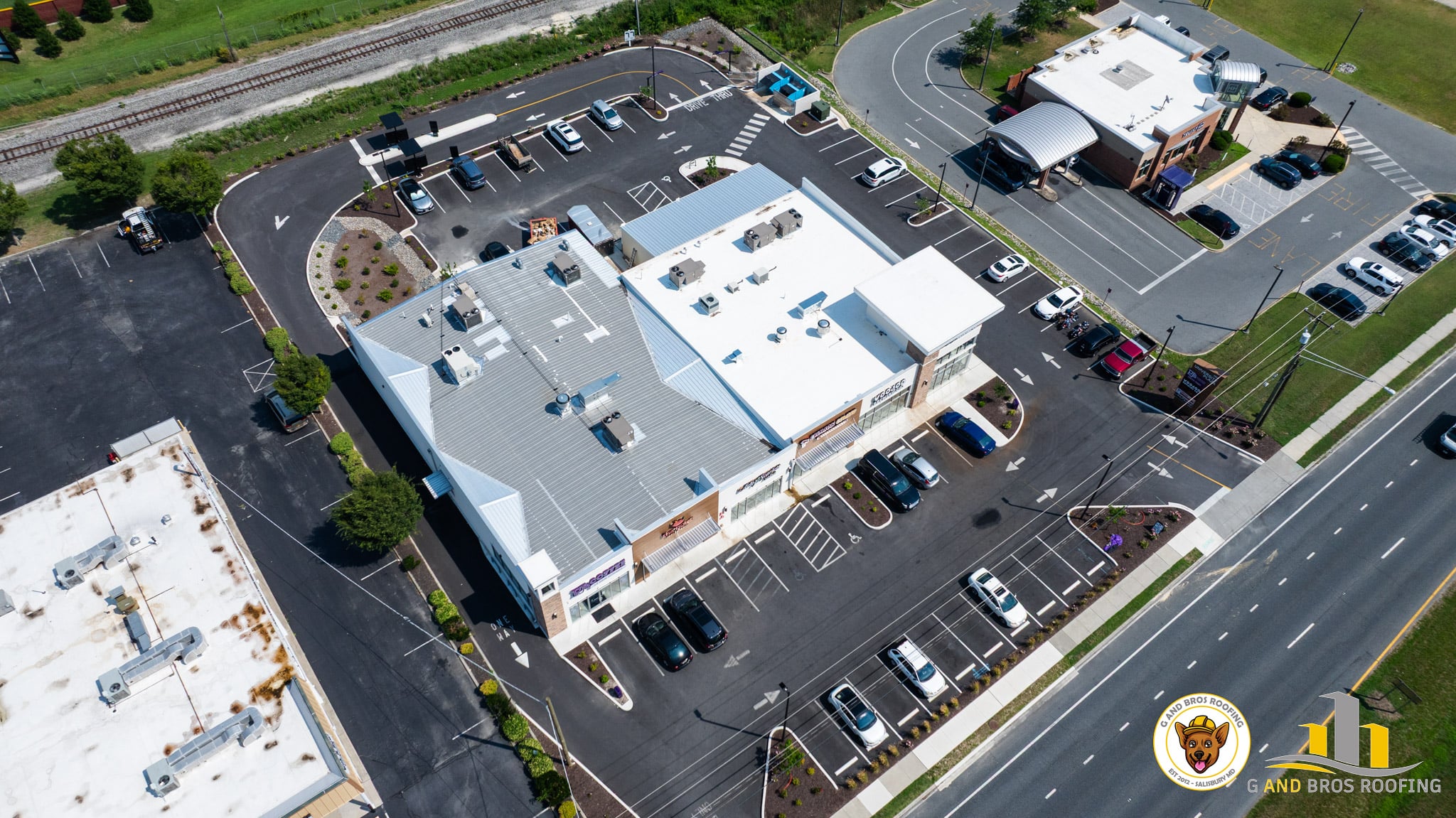 Used – TPO and Metal. G and Bros completed a TPO roof installation and metal roof repair at University Plaza, 1315 S Salisbury Blvd, Salisbury, MD 21801. This new construction project ensures long-lasting durability and protection.