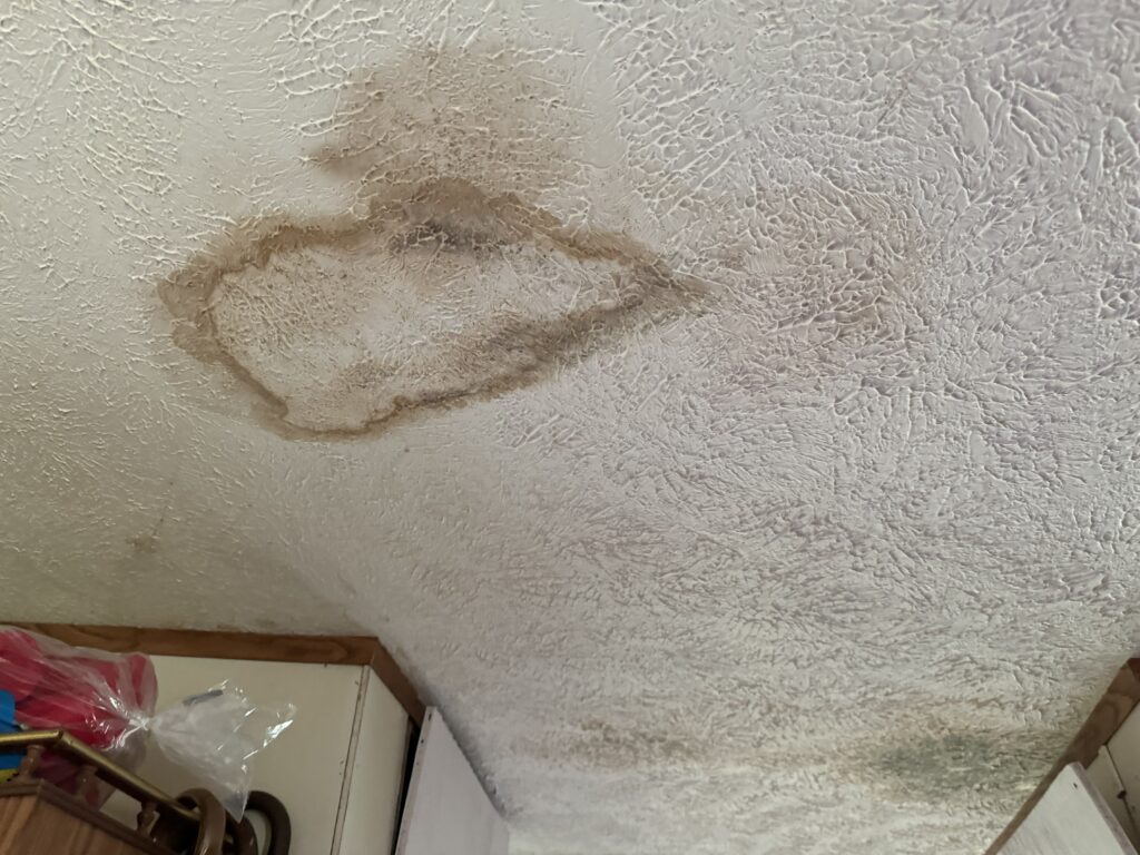 Used - A picture of a white ceiling with a distinct, brownish water ring forming in the corner. G and Bros Roofing Salisbury MD