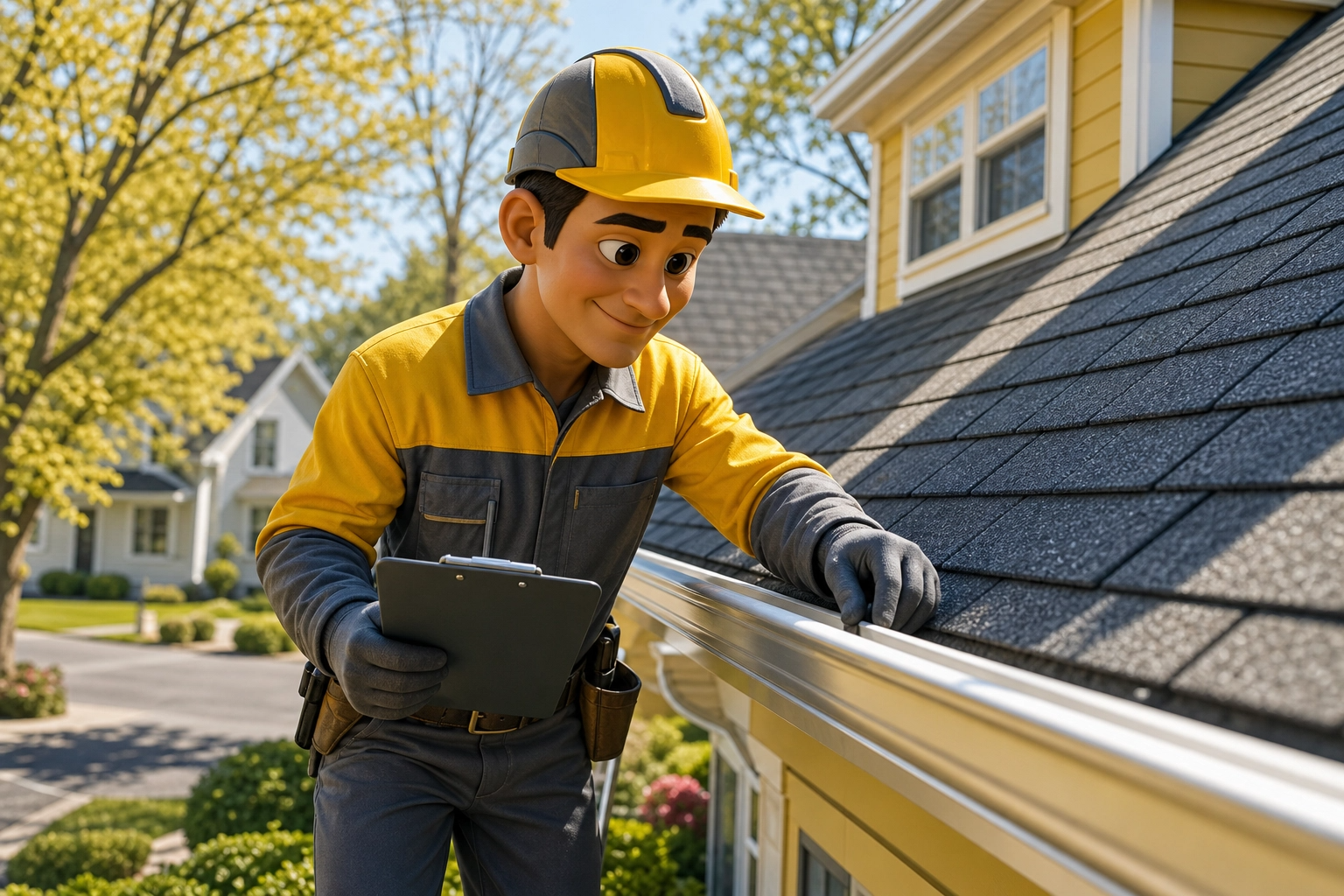 Used - Bobby mascot inspecting a roof and gutters in Fruitland MD, G and Bros