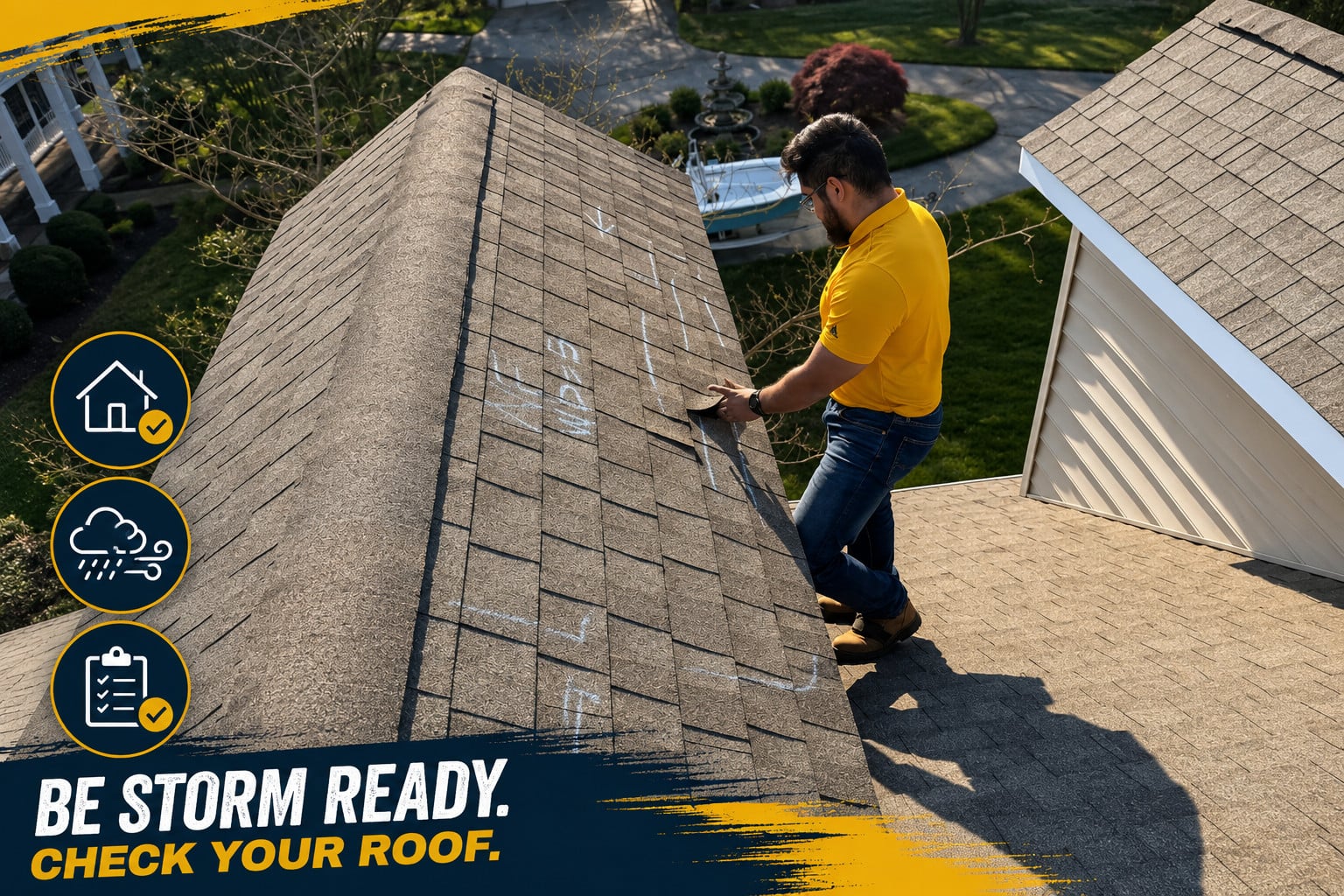 Used - G and Bros roof inspection on an architectural shingle roof before hurricane season on Maryland’s Eastern Shore