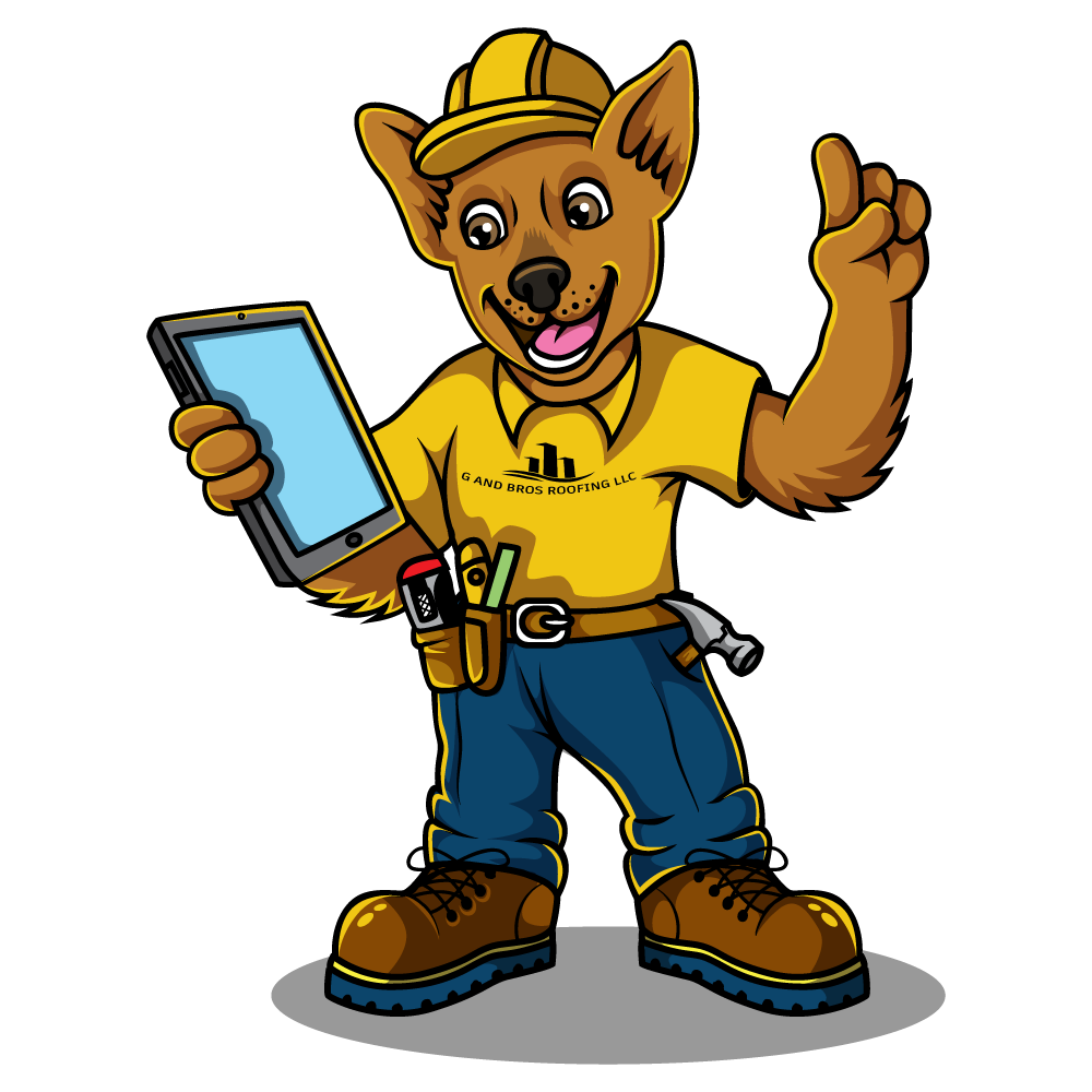 Roofer on a job site using a tablet running software for roofers to document a project